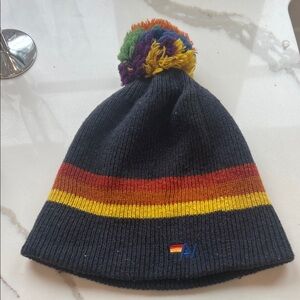 Aviator Nation rainbow stripe Pom-Pom Beanie